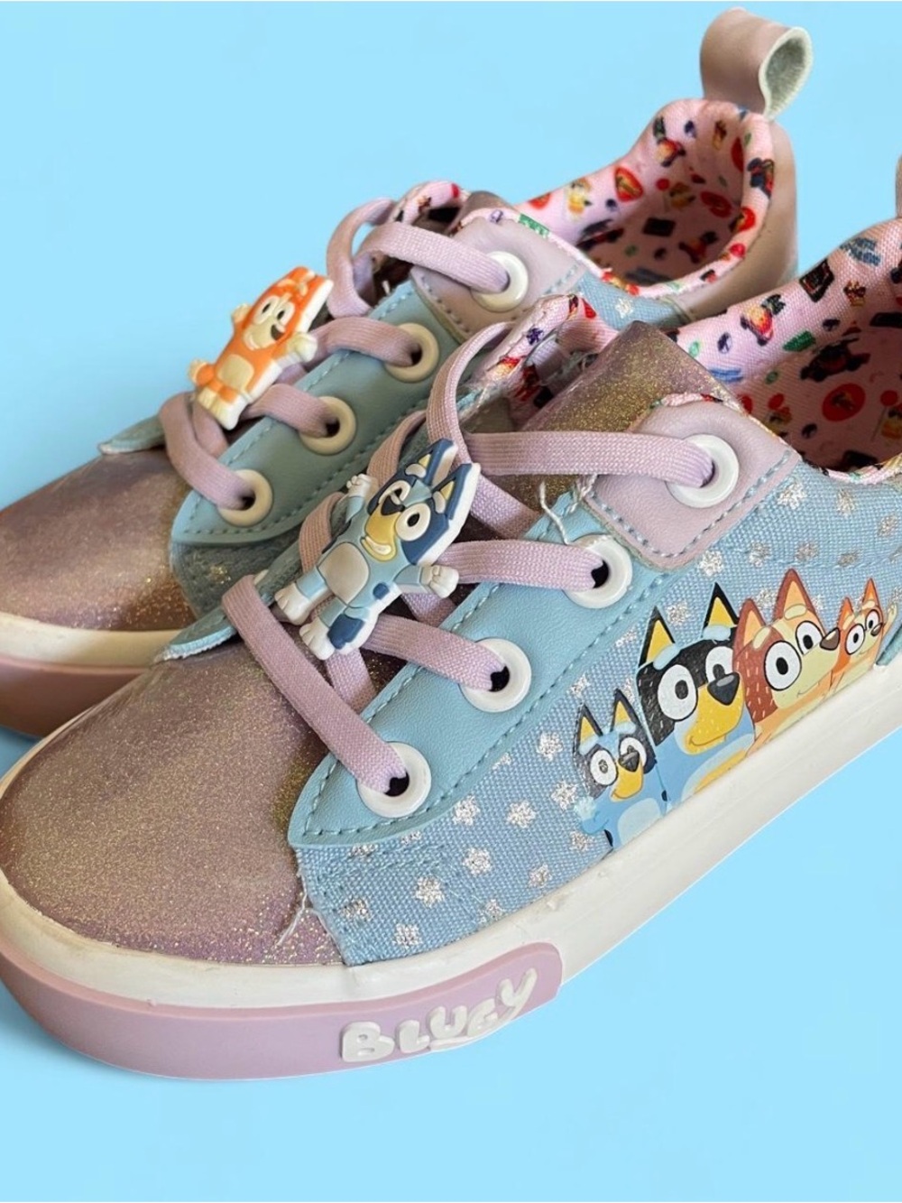 Bluey Kids size 11 pink blue Sparkly tennis shoes sneakers
